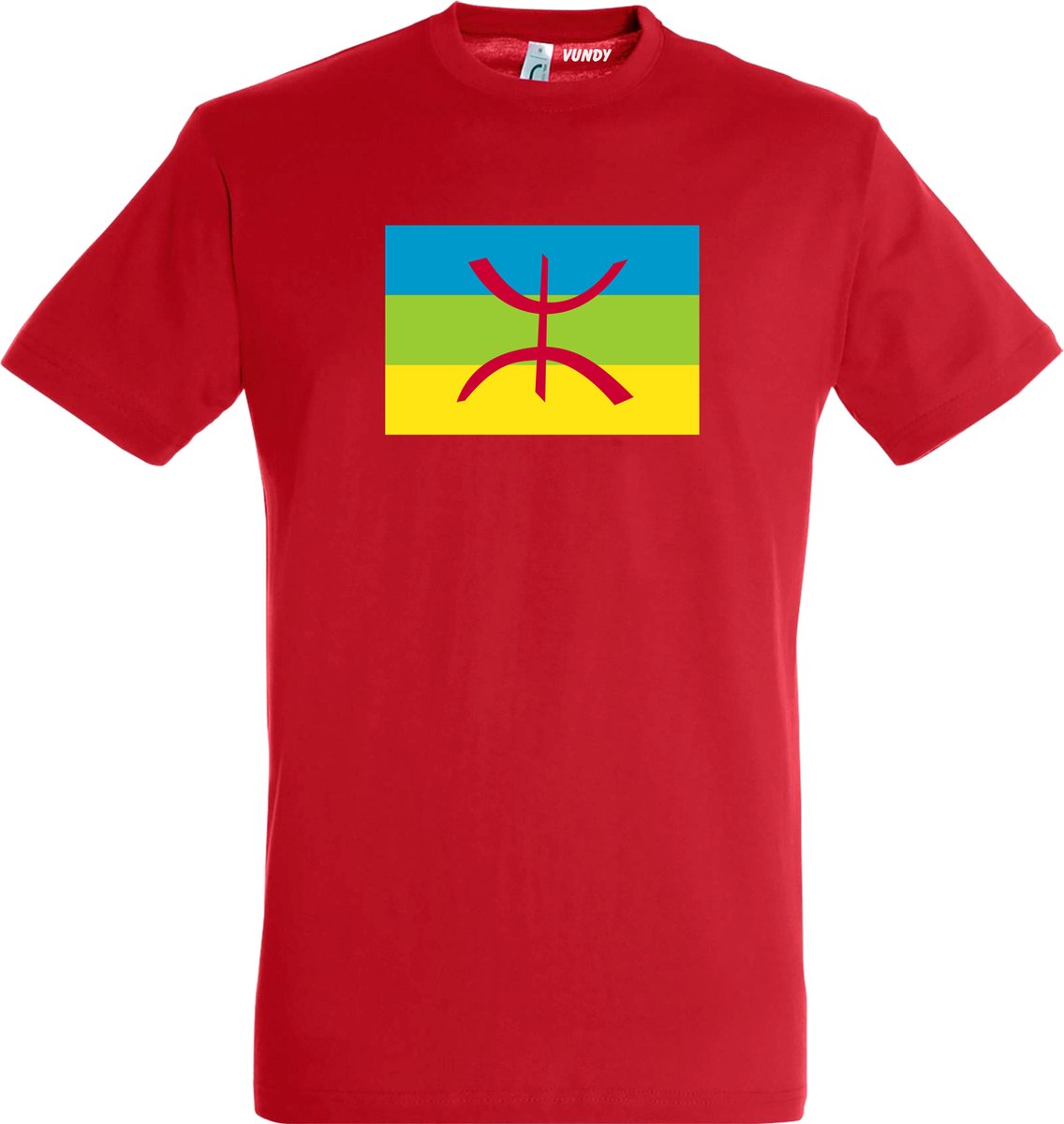 T-shirt Amazigh / Berberse Vlag | Rood Marokko Shirt | WK 2022 Voetbal | Morocco Supporter | Rood | maat 3XL